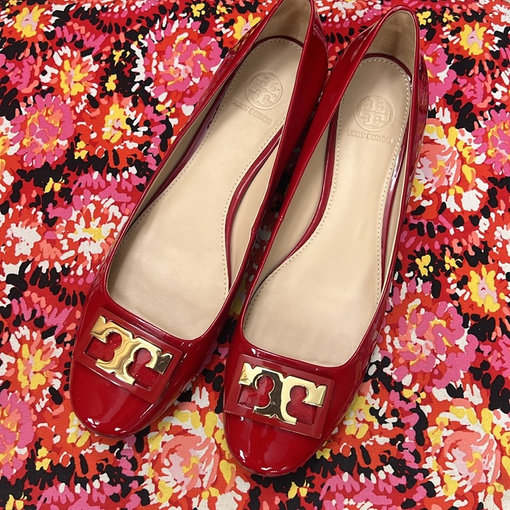 TORY BURCH Gigi Red Patent Pumps, size 10
